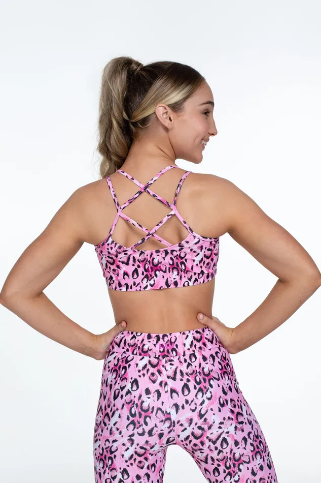 Tops Bloch Children Bloch X Flo Active Remi XBack Bra Top Sketch Leopard