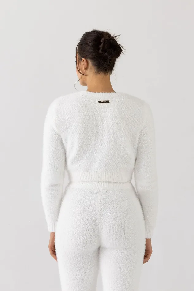 Tops Bloch Popcorn Stitch Crop Top Ivory Bloch Adult