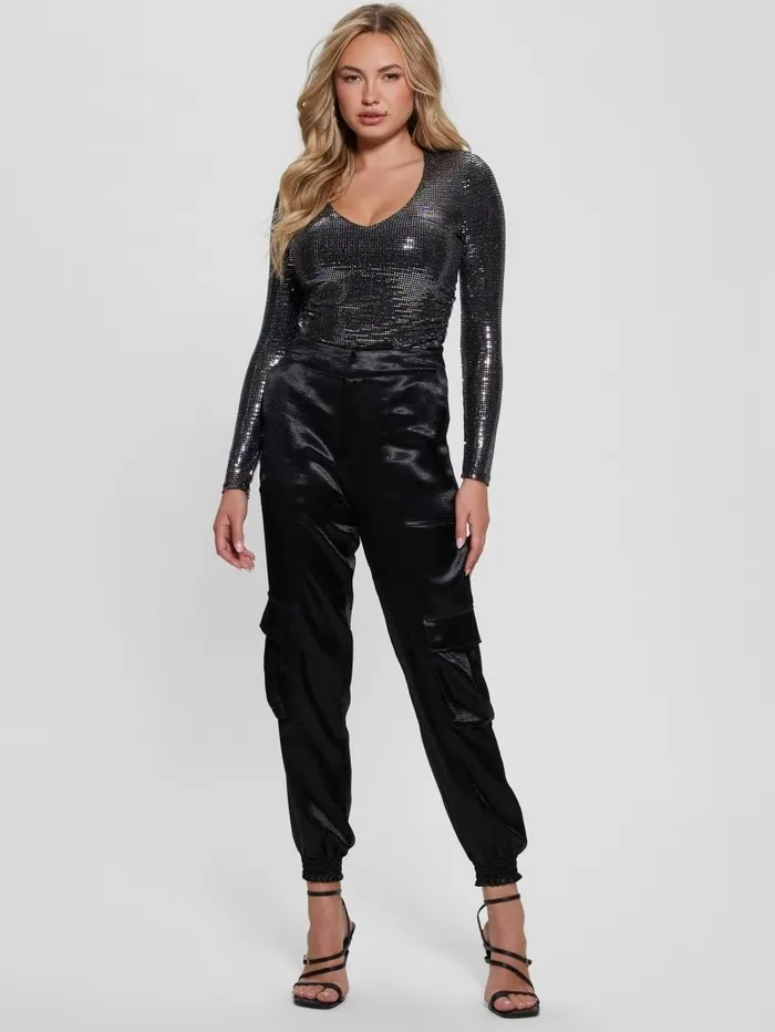 Tops Camille VNeck Bodysuit Oil Slick Multi GUESS Women Tops Camille VNeck Bodysuit Oil Slick Multi GUESS Women