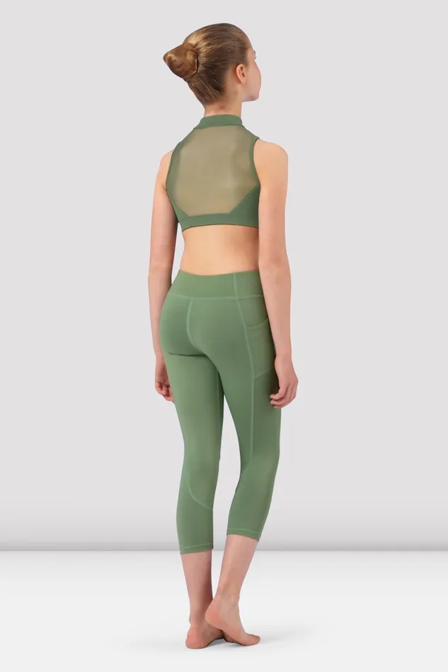 Tops Children Girls Sadie Zip Front Crop Top Sage Bloch