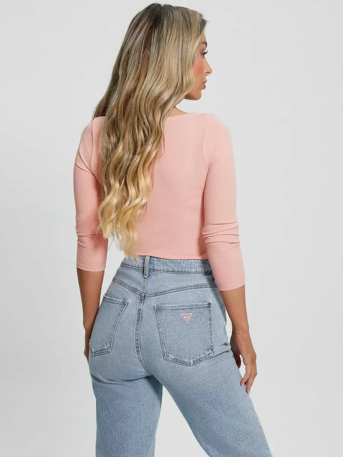 Tops Eco Karlee LongSleeve Henley Smooth Pink GUESS Women Tops Eco Karlee LongSleeve Henley Smooth Pink GUESS Women