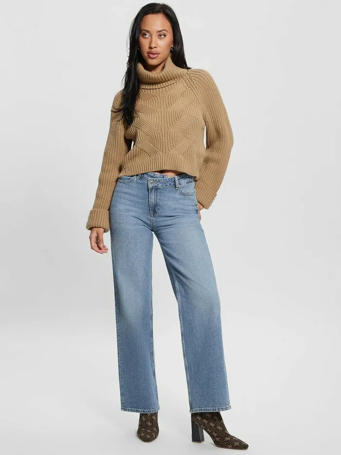 Tops Eco Lois Turtleneck Sweater Toasted Taupe Multi GUESS Women Tops Eco Lois Turtleneck Sweater Toasted Taupe Multi GUESS Women