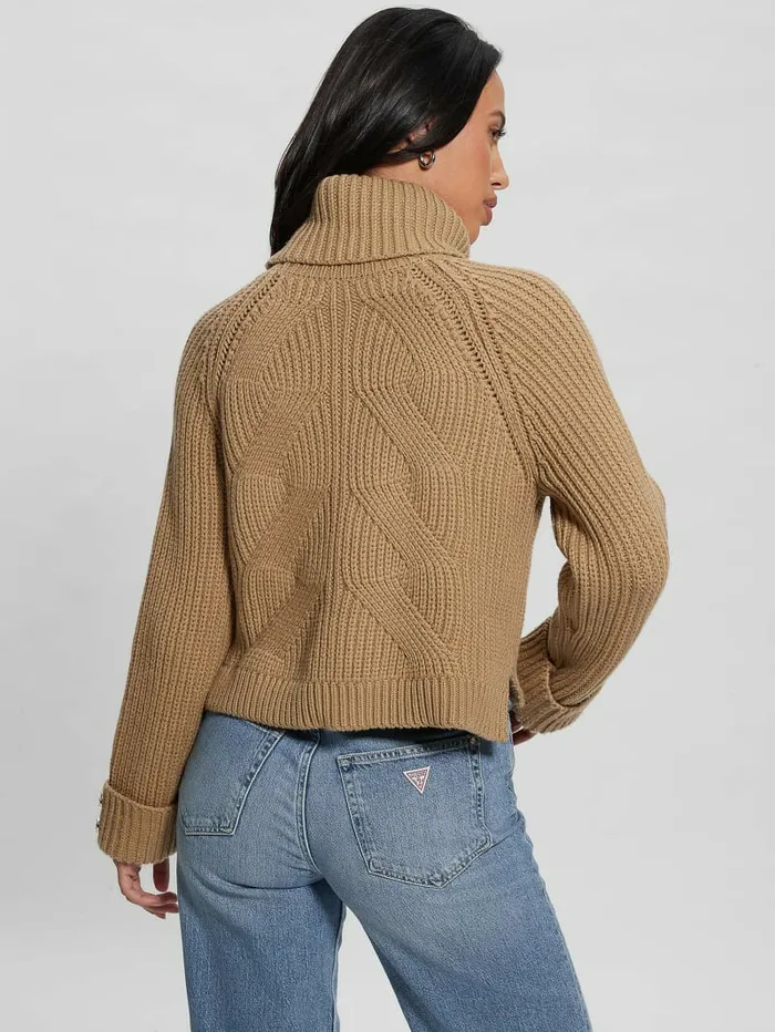 Tops Eco Lois Turtleneck Sweater Toasted Taupe Multi GUESS Women Tops Eco Lois Turtleneck Sweater Toasted Taupe Multi GUESS Women