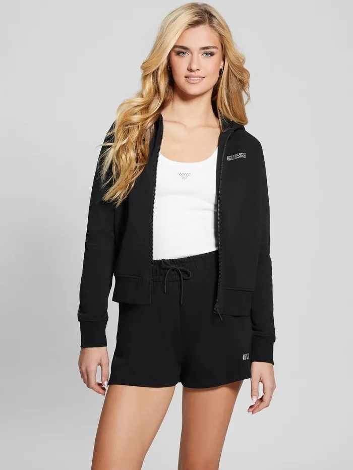 Tops Eleanora Zip Hoodie Black GUESS Women Tops Eleanora Zip Hoodie Black GUESS Women