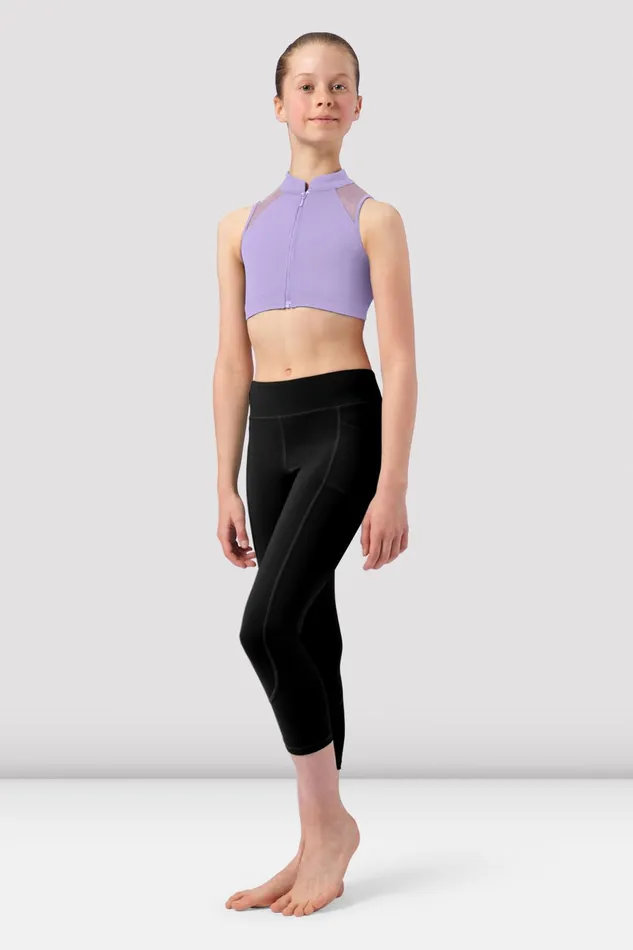 Tops Girls Sadie Zip Front Crop Top Lilac 8211 Bloch Children