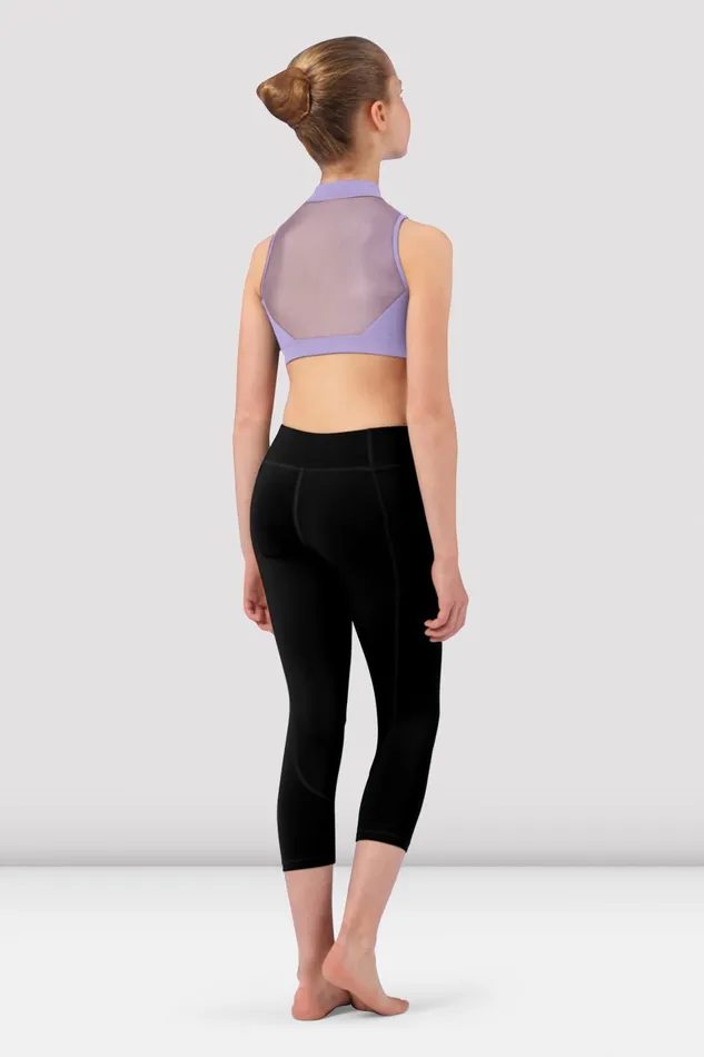 Tops Girls Sadie Zip Front Crop Top Lilac 8211 Bloch Children