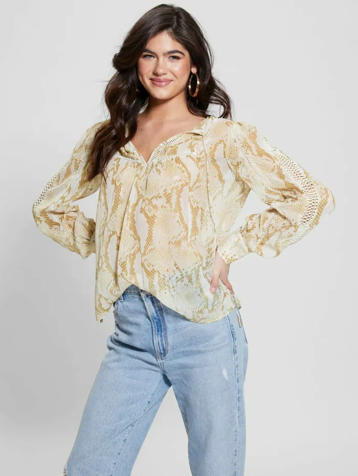Tops GUESS Women Eco Brigida Top Rambling Snake Tops GUESS Women Eco Brigida Top Rambling Snake