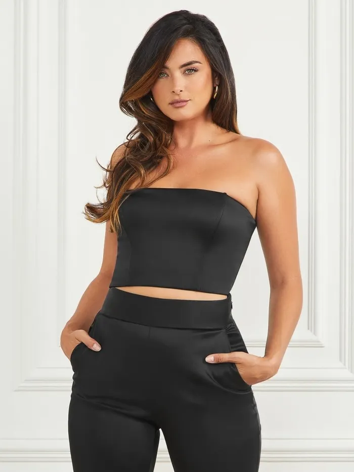 Tops GUESS Women Roxanne Satin Corset Top Black