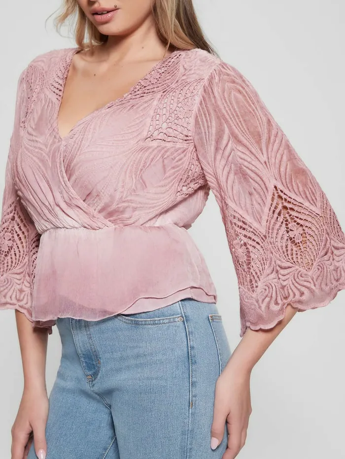 Tops Pam Embroidered Top Vintage Blush Multi 8211 GUESS Women