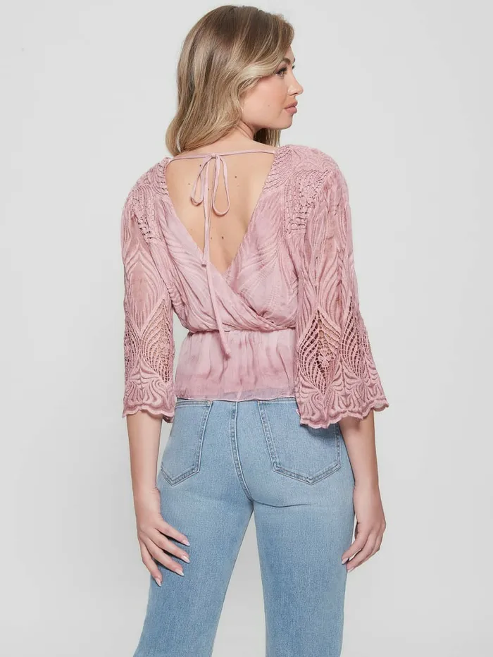 Tops Pam Embroidered Top Vintage Blush Multi 8211 GUESS Women