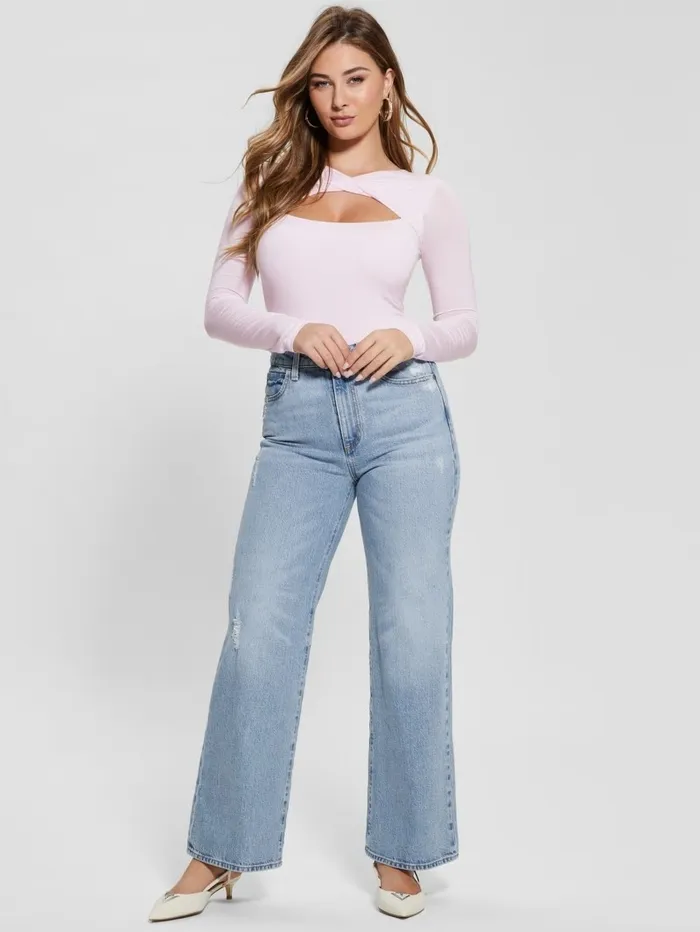 Tops Women GUESS Eco Mena Twisted Top Low Key Pink Tops Women GUESS Eco Mena Twisted Top Low Key Pink