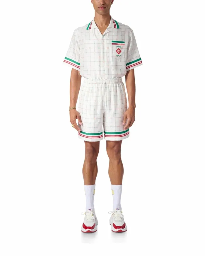 Trousers and Shorts Men Casablanca Paris Tennis Club Check Silk Shorts Trousers and Shorts Men Casablanca Paris Tennis Club Check Silk Shorts