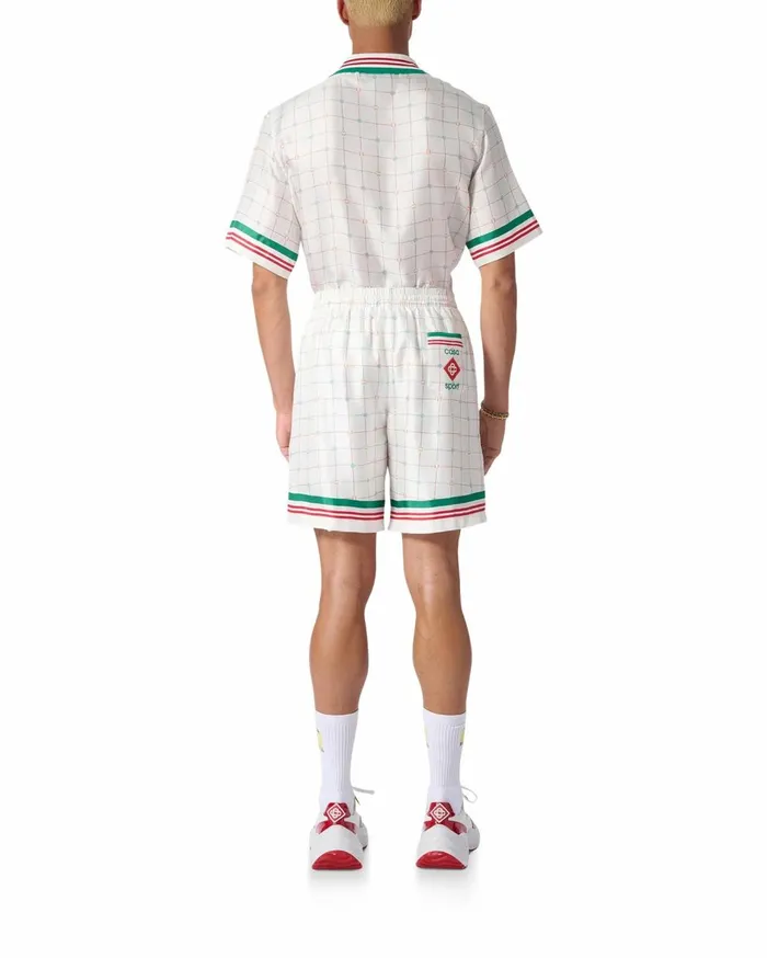 Trousers and Shorts Men Casablanca Paris Tennis Club Check Silk Shorts Trousers and Shorts Men Casablanca Paris Tennis Club Check Silk Shorts