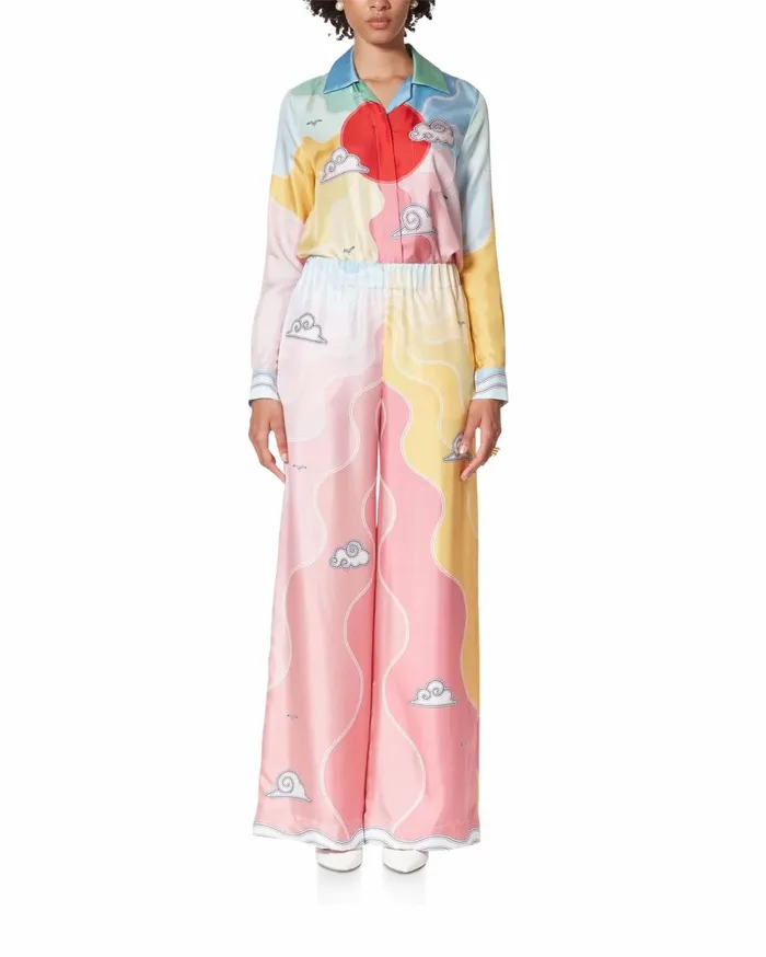 Trousers and Shorts Women Casablanca Paris Soleil Levant Silk Trousers