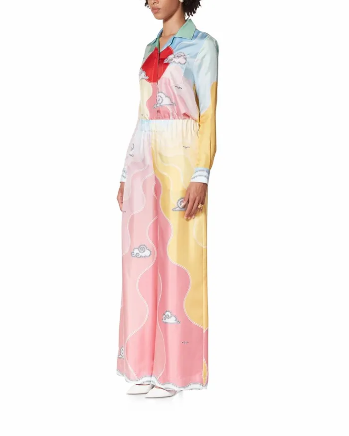 Trousers and Shorts Women Casablanca Paris Soleil Levant Silk Trousers