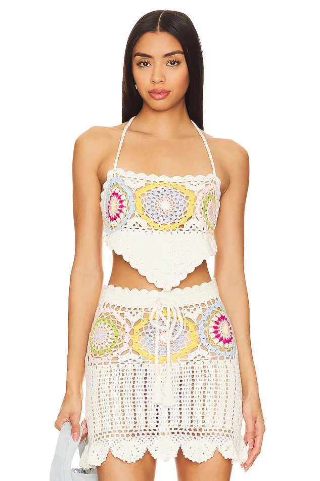Val Crochet Top Pastel Multi Women Lovers and Friends Tops