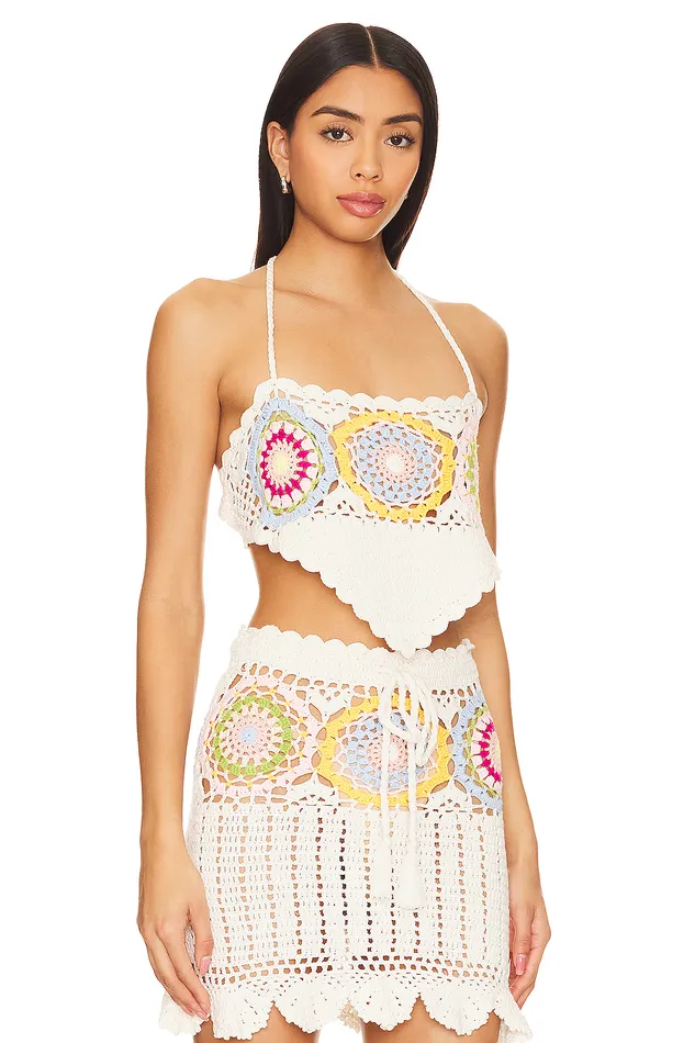 Val Crochet Top Pastel Multi Women Lovers and Friends Tops Val Crochet Top Pastel Multi Women Lovers and Friends Tops