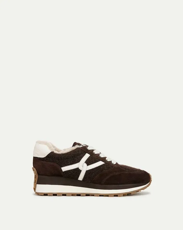 Valentina Shearling Sneaker Espresso Women Veronica Beard Shoes