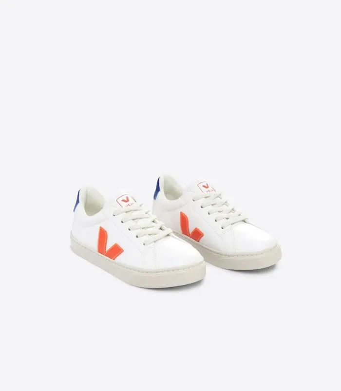 VEJA ESPLAR LACES CHROMEFREE LEATHER WHITE ORANGE FLUO Kids Esplar