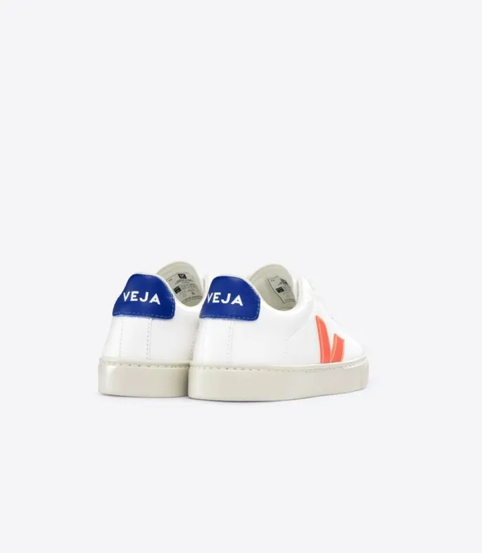 VEJA ESPLAR LACES CHROMEFREE LEATHER WHITE ORANGE FLUO Kids Esplar