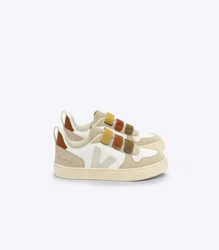 VEJA V10 CHROMEFREE LEATHER BONPOINT MULTICO ALMOND Kids V10