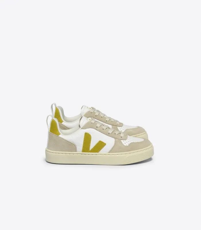 VEJA V10 LACES CHROMEFREE WHITE LIQUOR ALMOND Kids V10