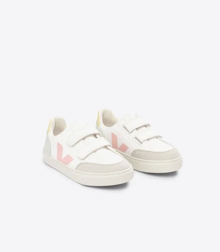VEJA V12 CHROMEFREE LEATHER WHITE MULTICO JADE Kids V12
