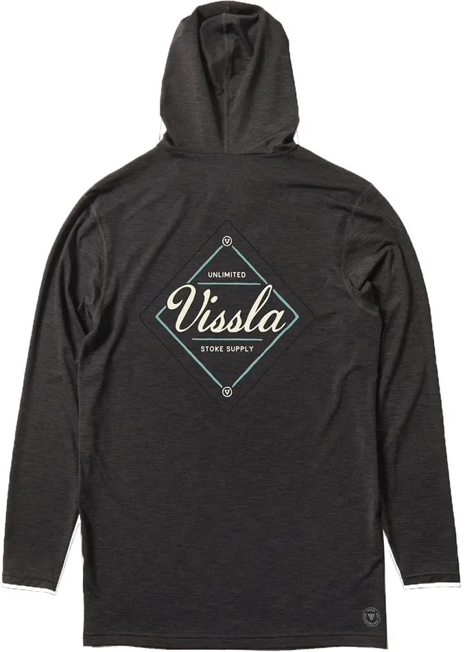 Vissla Twisted Eco Hooded Long Sleeve Lycra Rash Guard Black Heather Men Wetsuit Tops and Lycra Vissla Twisted Eco Hooded Long Sleeve Lycra Rash Guard Black Heather Men Wetsuit Tops and Lycra