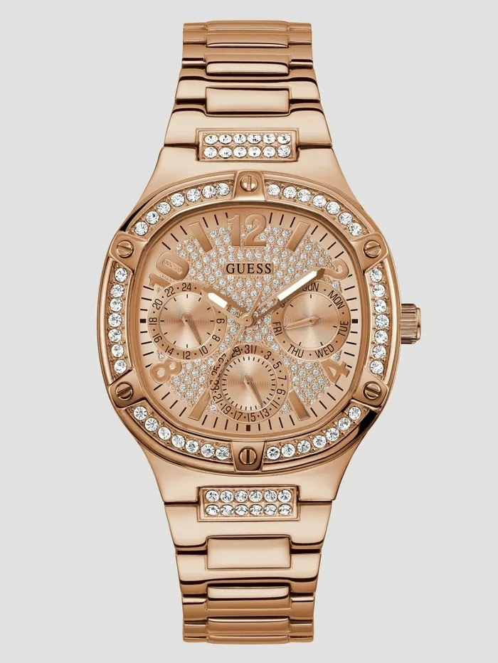 Watches Rose GoldTone Crystal Multifunction Watch Rose Gold GUESS Women
