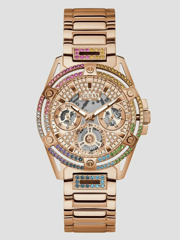 Watches Rose GoldTone Multifunction Watch Silver 8211 GUESS Women