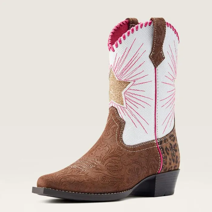 Western Boots and Shoes Kids Ariat Heritage Star Western Boot Brown Floral Emboss Western Boots and Shoes Kids Ariat Heritage Star Western Boot Brown Floral Emboss