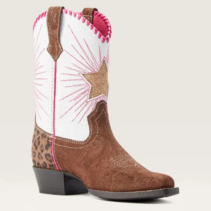Western Boots and Shoes Kids Ariat Heritage Star Western Boot Brown Floral Emboss Western Boots and Shoes Kids Ariat Heritage Star Western Boot Brown Floral Emboss
