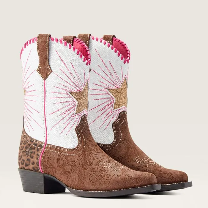 Western Boots and Shoes Kids Ariat Heritage Star Western Boot Brown Floral Emboss Western Boots and Shoes Kids Ariat Heritage Star Western Boot Brown Floral Emboss
