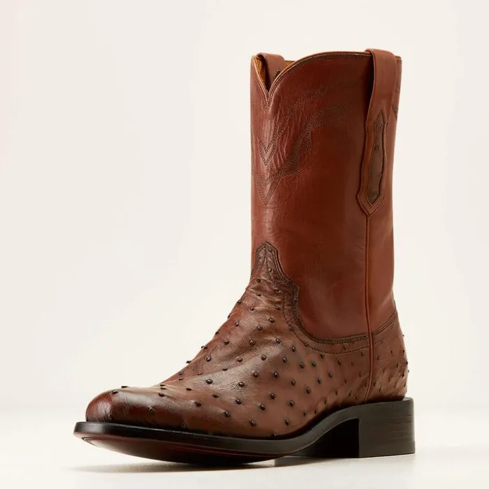 Western Boots Men Ariat Bench Made Clanton Western Boot Bourbon Full Quill Ostrich