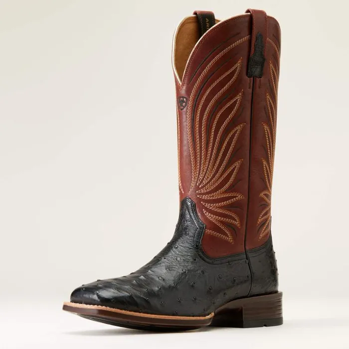 Western Boots Men Ariat Brandin039 Ultra Western Boot Jet Black Full Quill Ostrich