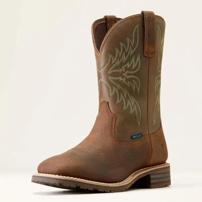 Western Boots Men Ariat Hybrid Rancher BOA Waterproof Cowboy Boot Acorn Brown