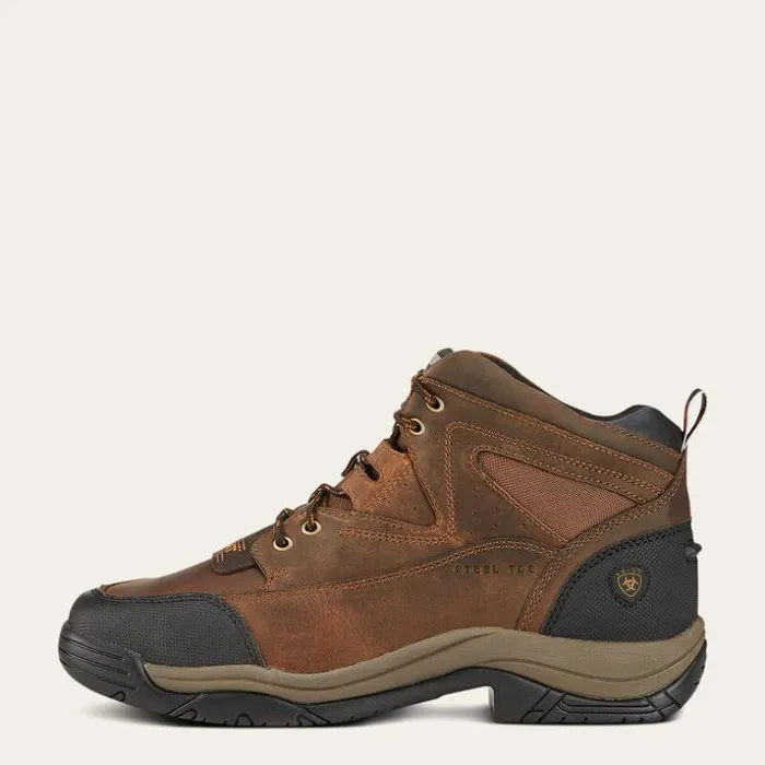 Western Boots Men Ariat Terrain Wide Square Toe Steel Toe Work Boot Distressed Brown