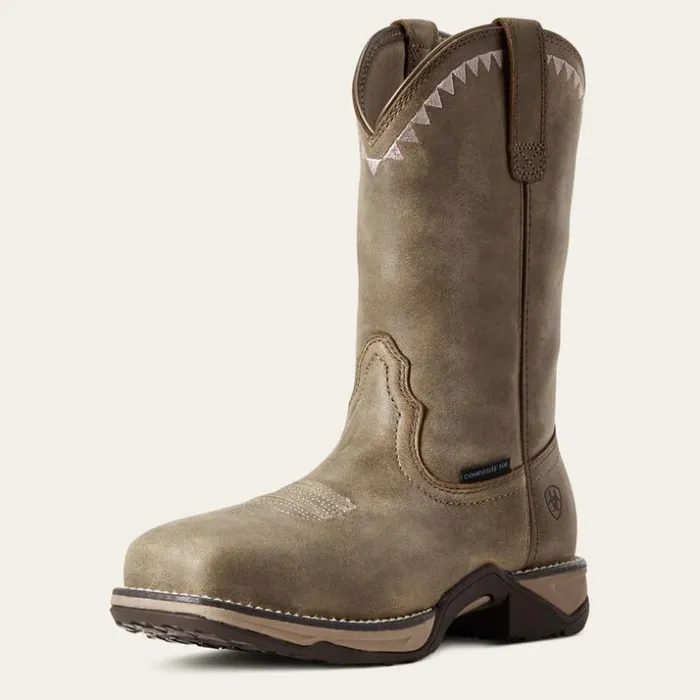 Western Boots Women Ariat Anthem Deco Composite Toe Work Boot Brown Bomber