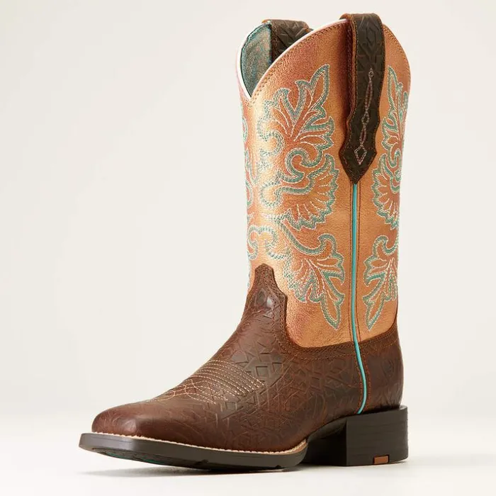 Western Boots Women Ariat Round Up Wide Square Toe StretchFit Western Boot Toasted Blanket Emboss Western Boots Women Ariat Round Up Wide Square Toe StretchFit Western Boot Toasted Blanket Emboss
