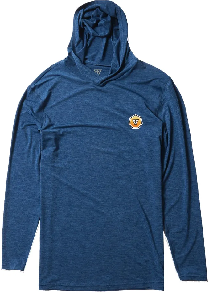 Wetsuit Tops and Lycra Twisted Eco Hooded Long Sleeve Lycra Rash Guard Naval Heather Vissla Men Wetsuit Tops and Lycra Twisted Eco Hooded Long Sleeve Lycra Rash Guard Naval Heather Vissla Men