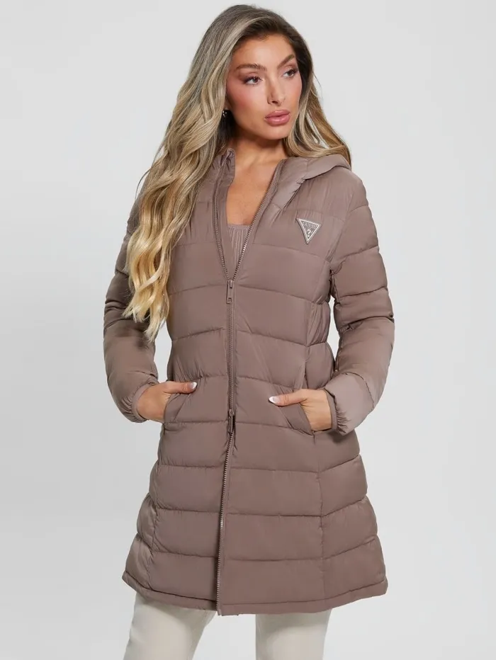 Women Aleta Long Puffer Jacket Soft Mink Jackets and Coats GUESS