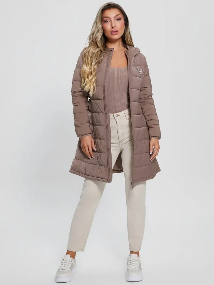Women Aleta Long Puffer Jacket Soft Mink Jackets and Coats GUESS