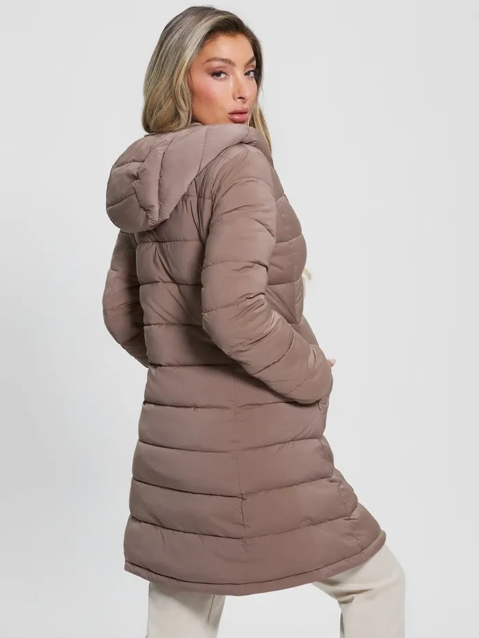 Women Aleta Long Puffer Jacket Soft Mink Jackets and Coats GUESS