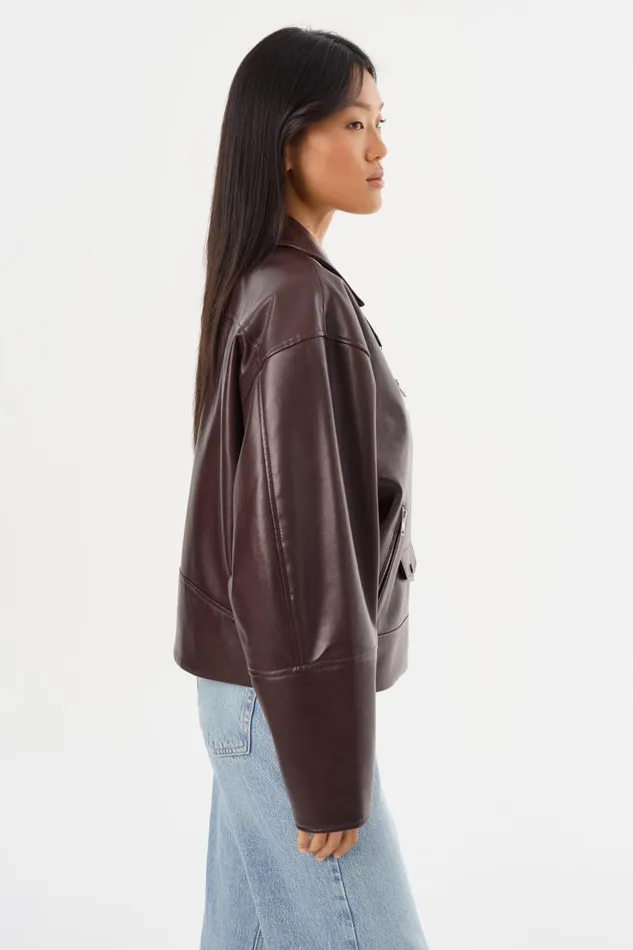 Women ANDRADE Recycled Leather Biker Jacket Mahogany LAMARQUE Leather Jackets Women ANDRADE Recycled Leather Biker Jacket Mahogany LAMARQUE Leather Jackets