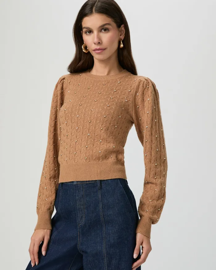 Women Athena Sweater 8211 Camel Sweaters and Sweatshirts PAIGE