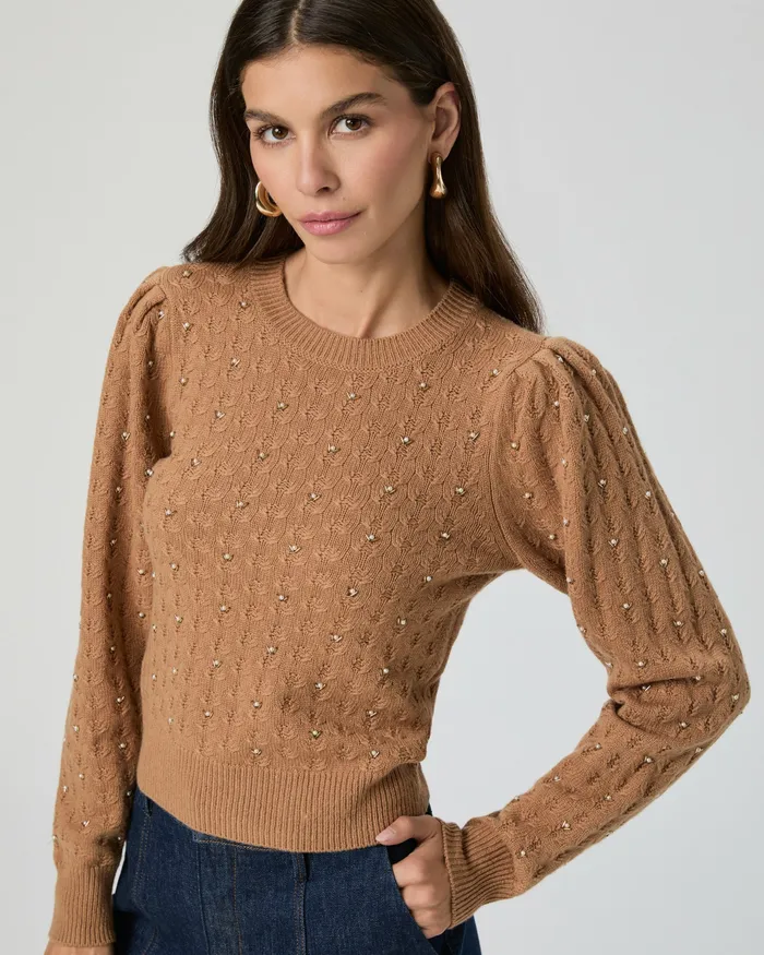 Women Athena Sweater 8211 Camel Sweaters and Sweatshirts PAIGE