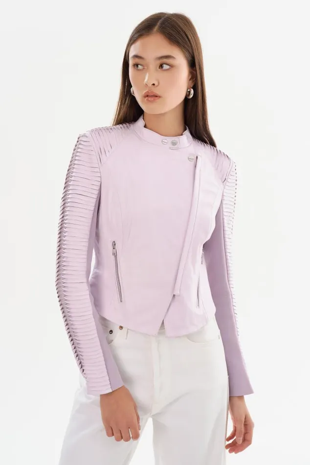 Women AZRA Leather Jacket Lavender LAMARQUE Leather Jackets Women AZRA Leather Jacket Lavender LAMARQUE Leather Jackets