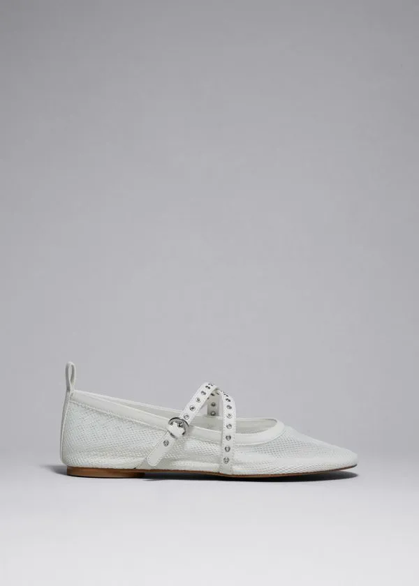 Women Ballerinas and Other Stories Mesh Ballet Flats Ivory