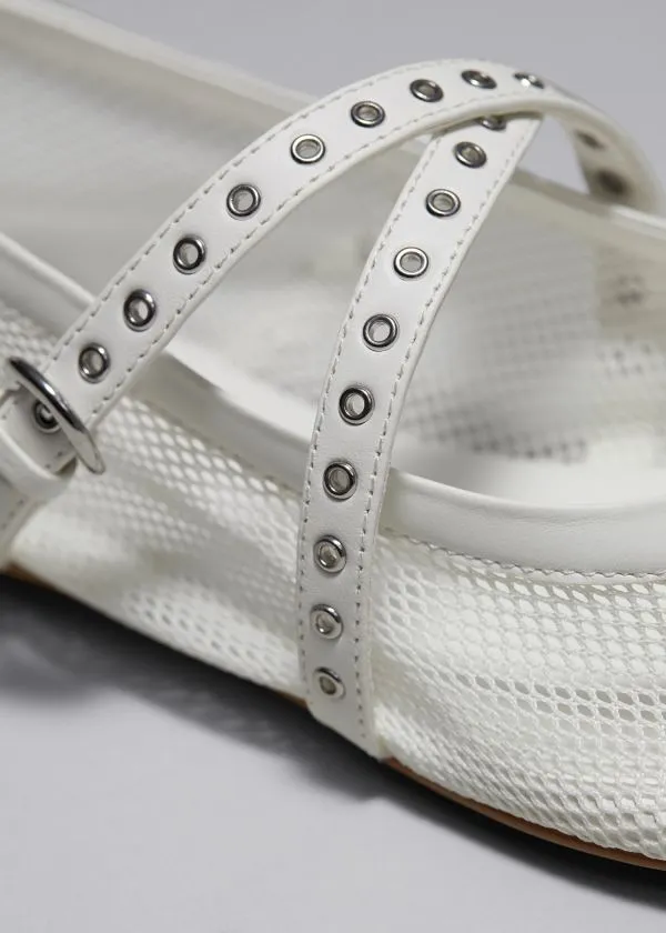 Women Ballerinas and Other Stories Mesh Ballet Flats Ivory