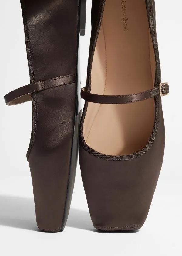 Women Ballerinas and Other Stories SquareToe Ballet Flats Brown Women Ballerinas and Other Stories SquareToe Ballet Flats Brown